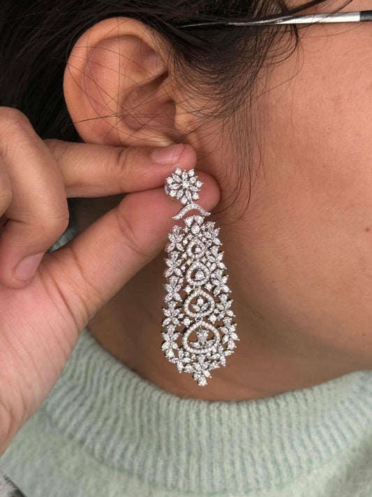 Sparkling Long Crystal Drop Earrings for Women