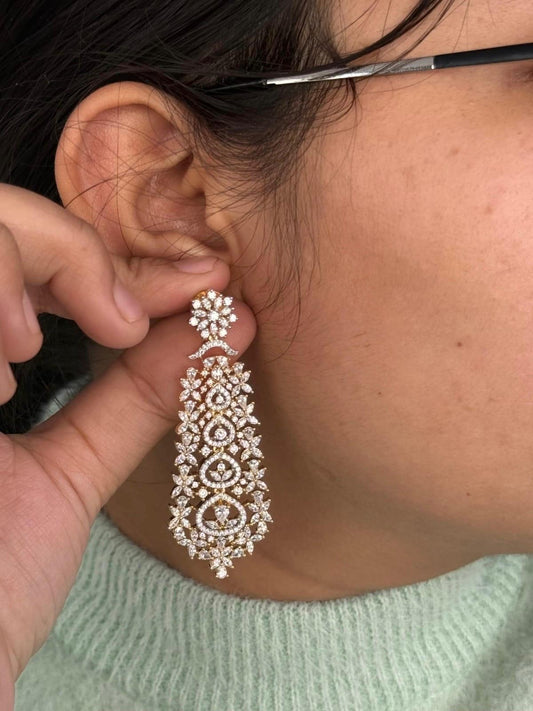 Sparkling Long Drop Earrings With Gold Polish for Women