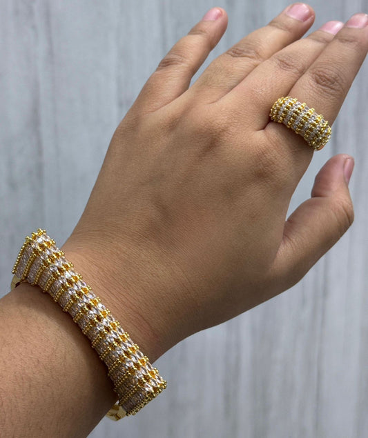 Bhumi Gold Plated Diamond Bracelet And Ring For Women