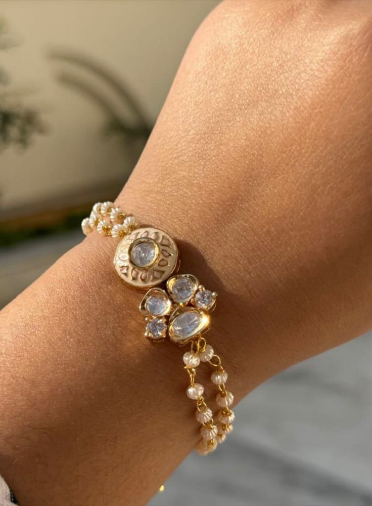 Madhvi Double Layered Invisible Setting Adjustable Bracelet For Women