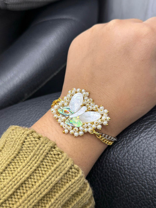 Butterfly Duzy Doubled Layered Chain Bracelet
