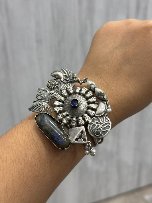 Bhavya  Silver Look Alike Bracelet For Women