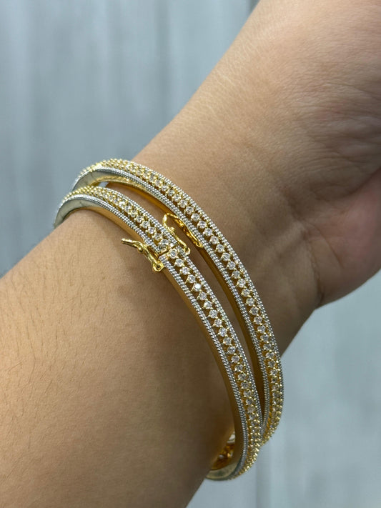 OPENABLE  GOLDEN POLISH  BANGLES WITH CZ FOR WOMEN