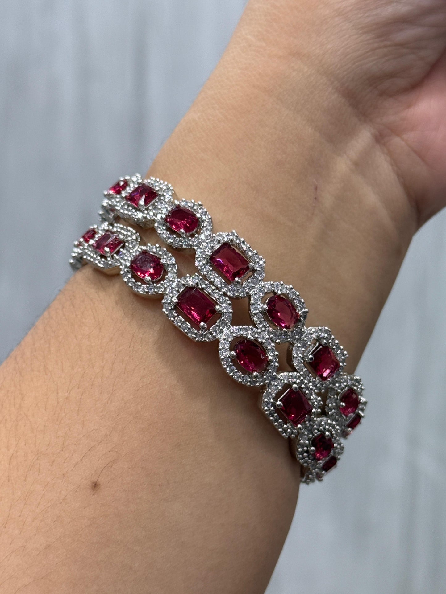 STYLISH AD BANGLES WITH PINK STONE