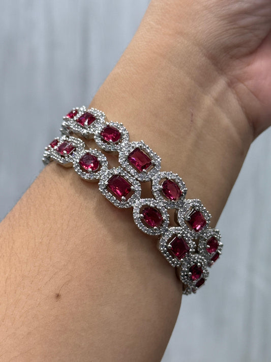 STYLISH AD BANGLES WITH PINK STONE