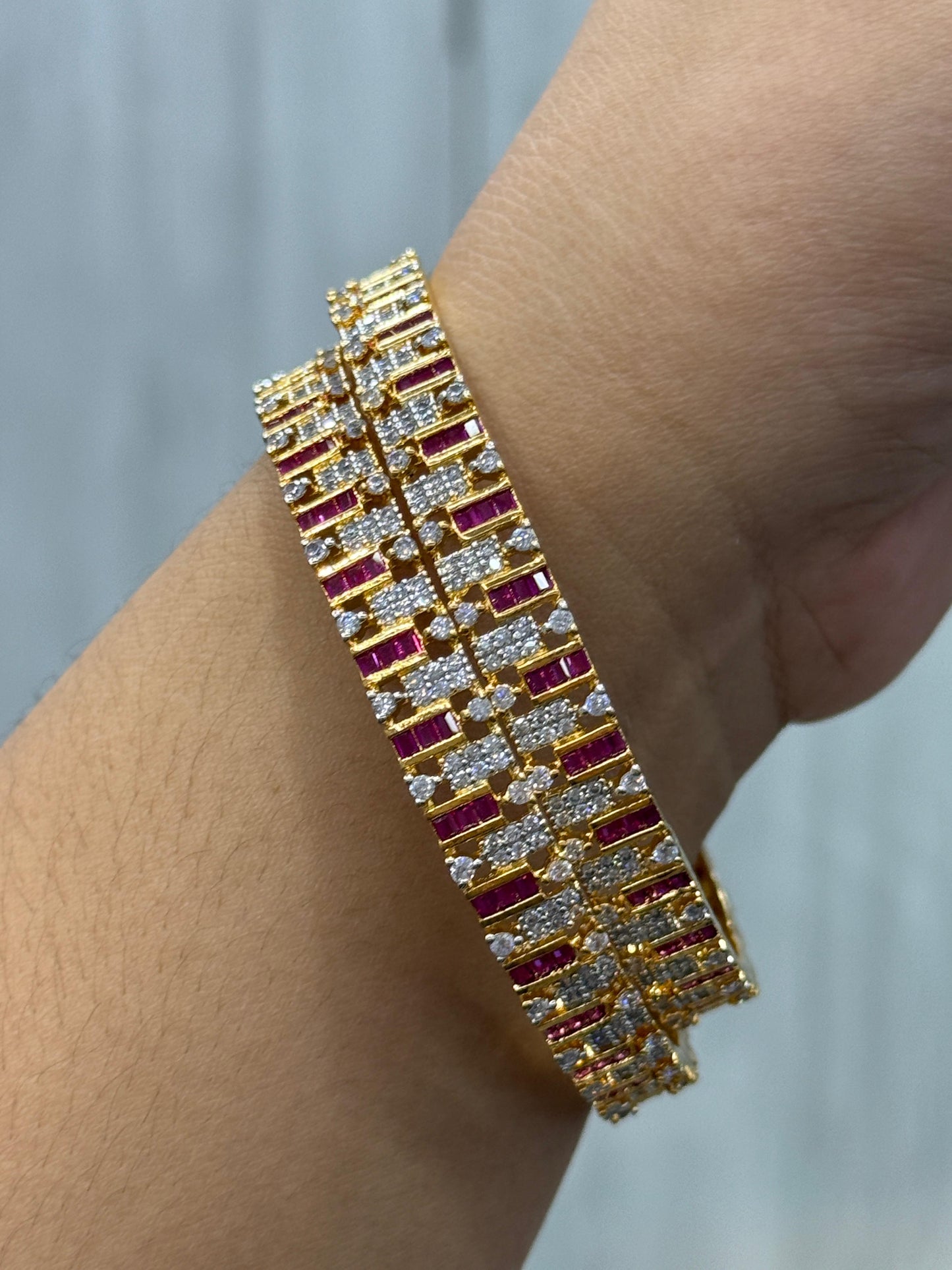 MICRO PLATING WITH PINK CZ STONE BANGLES FOR WOMEN