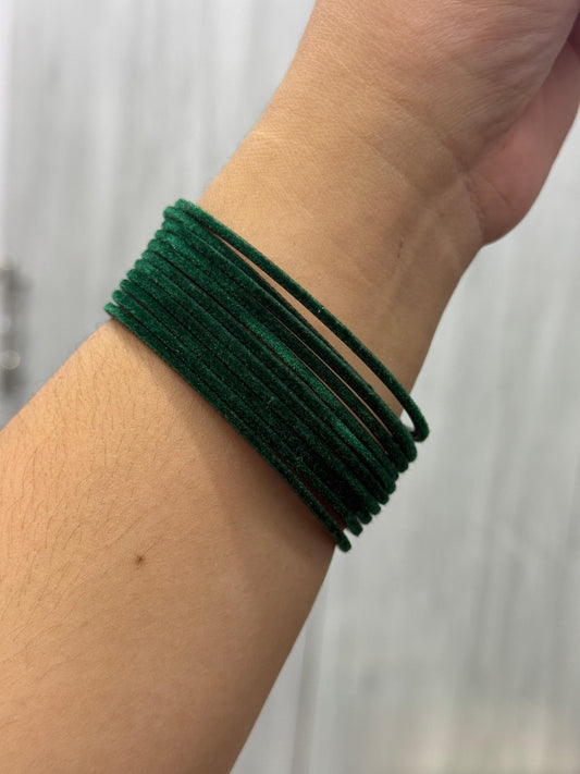 Vahini Emerlad green velvet bangles For Women