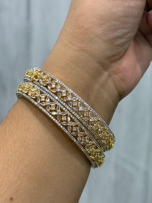 FLOWER BANGLES WITH GOLDEN POLISH FOR WOMEN