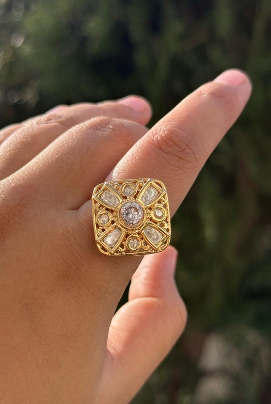 DIMAND SHAPE MOSSINITE RING  WHITE  FOR WOMEN