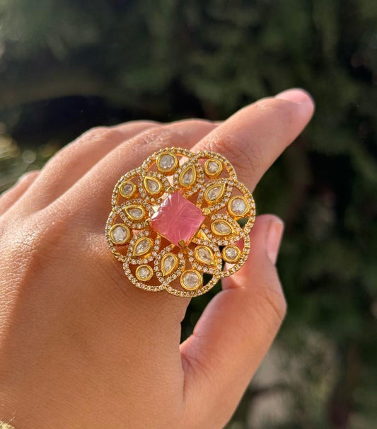 Bindiya Kundan Ring in Ruby For Women