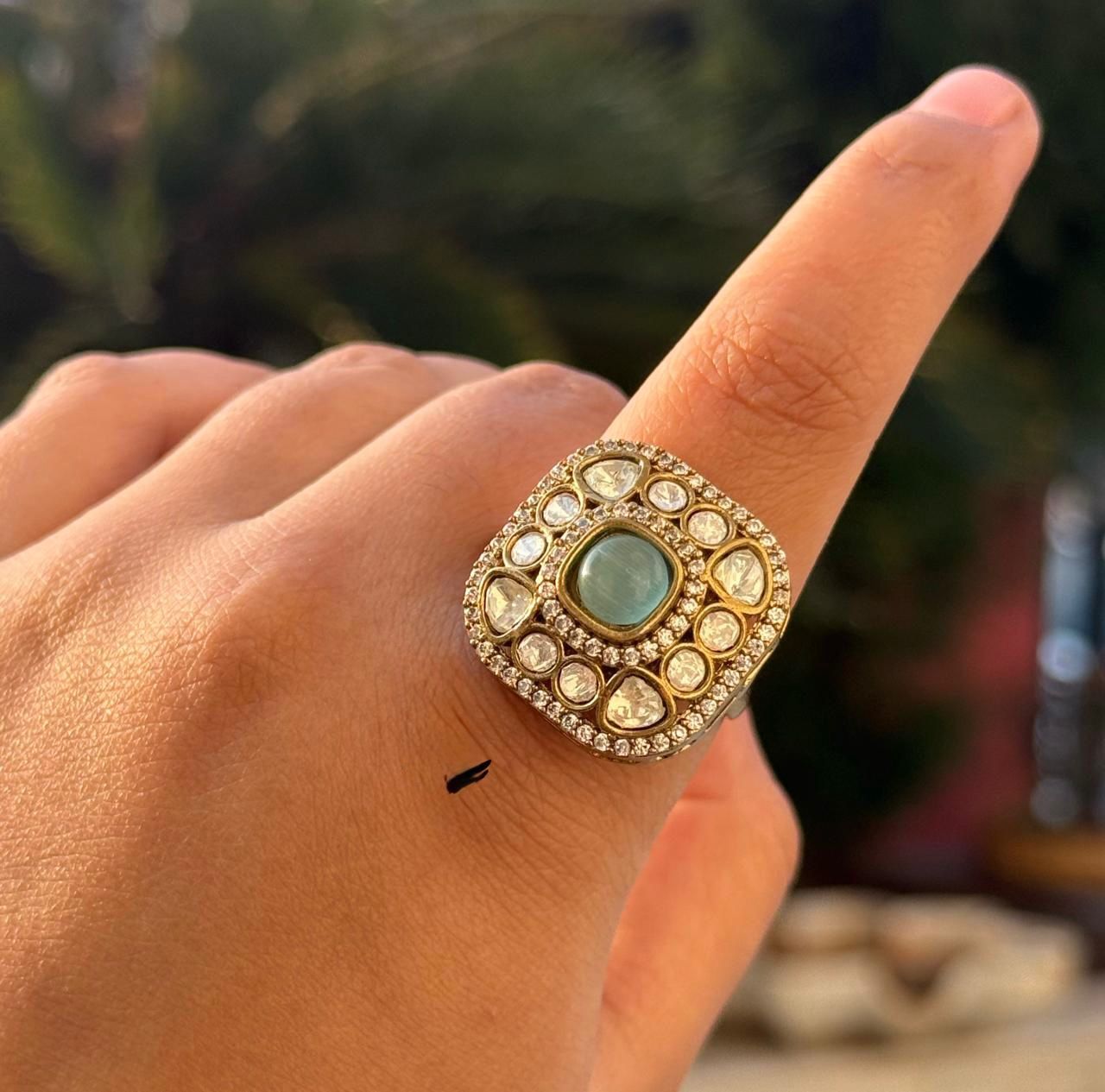 mhendi polish mossanite ring in for women