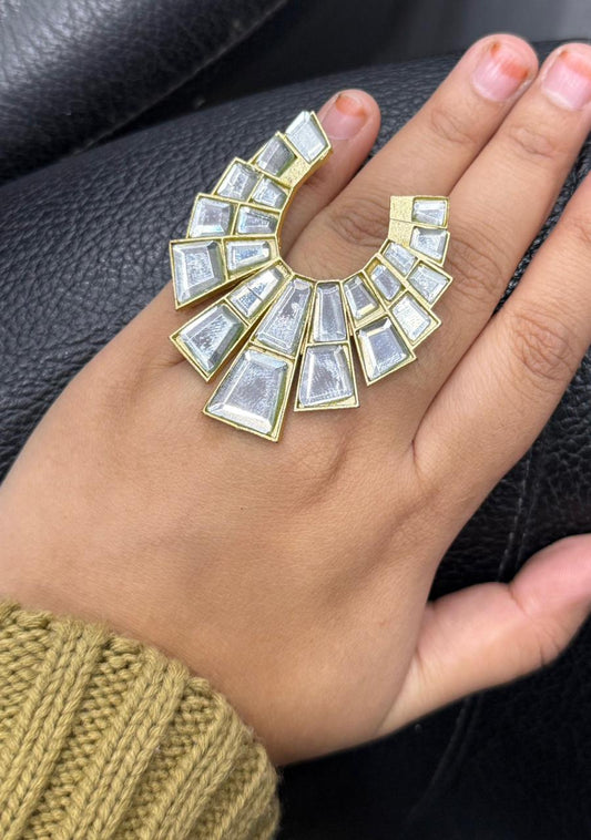 Mirror duzy stone ring for women