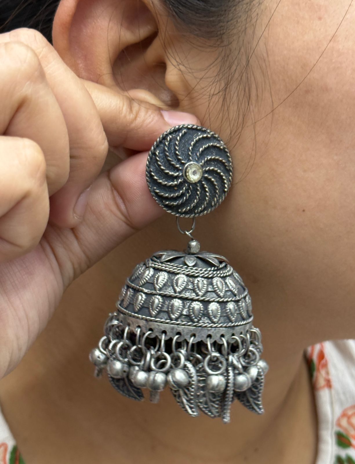 Mony Silver Look ALike Jhumki Earings For Women