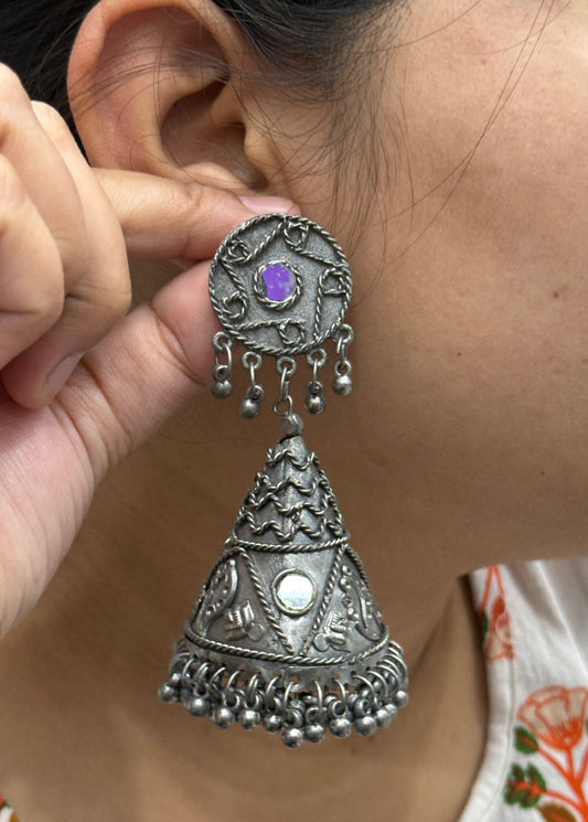 Ardas Silver Look Alike Mirror Earings for Women