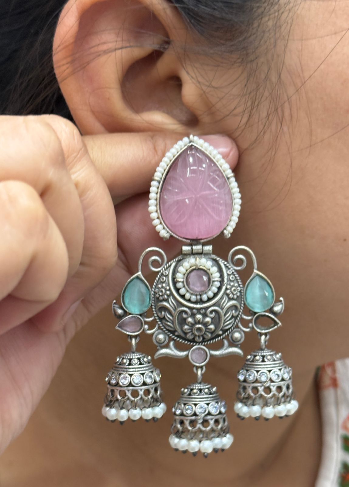 Farida silver look alike earrings
