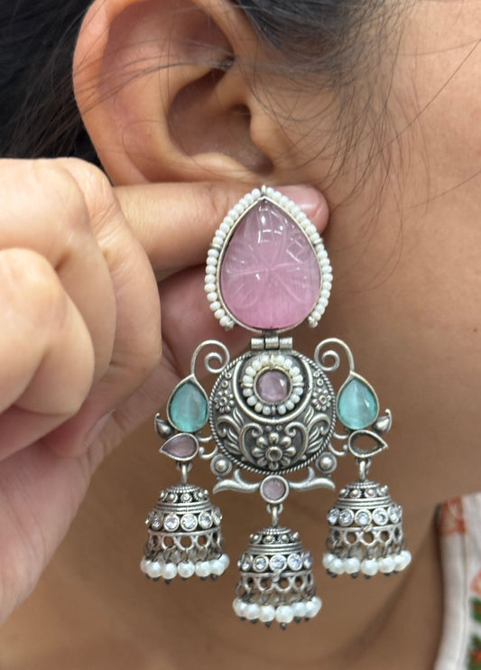 Farida silver look alike earrings