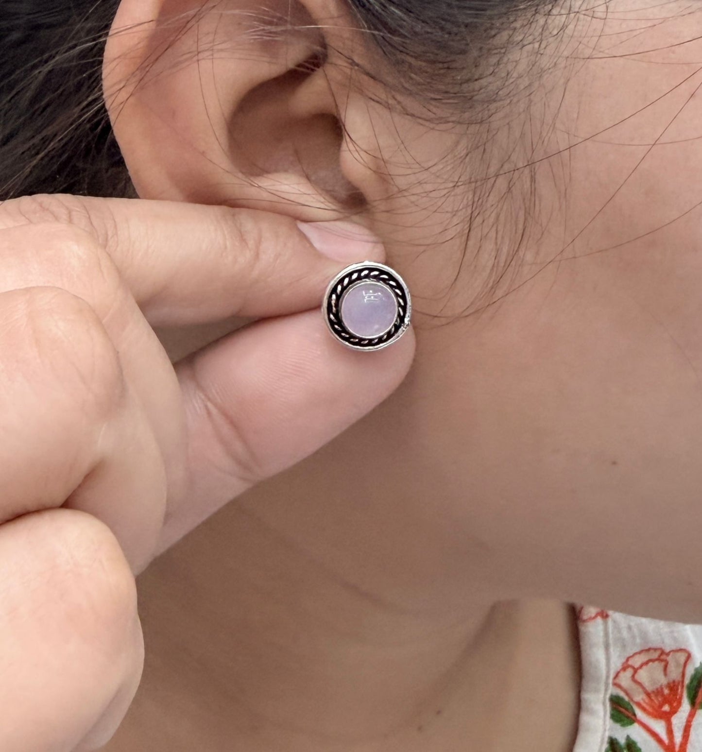Cute Little long silver look alike studs in Pink for girls and women
