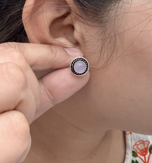 Cute Little long silver look alike studs in Pink for girls and women