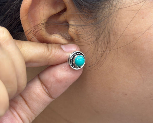 Cute Little long silver look alike studs in Turquoise for girls and women