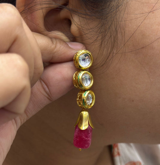 Meenakari Kundan With Tumble in Purple Earrings for women