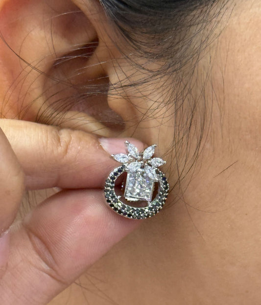 Round invisible setting studs in Black For Women