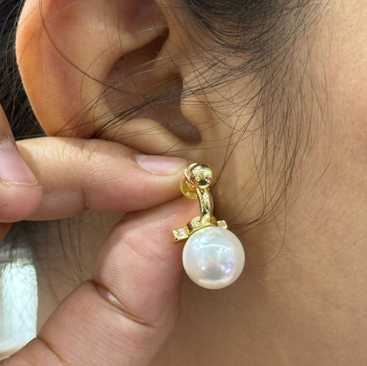 Mahima Dold Plated Pearl Drop Earings For Women
