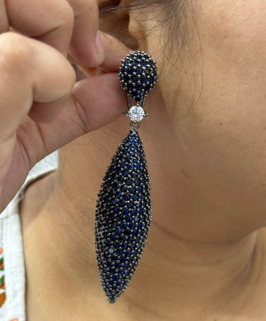 Midnight Blue Crystal Drop Earrings For Women And Girls