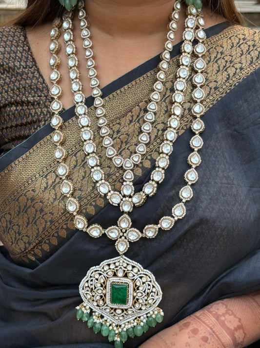 Doublet Mosanite long Three Layered Necklace