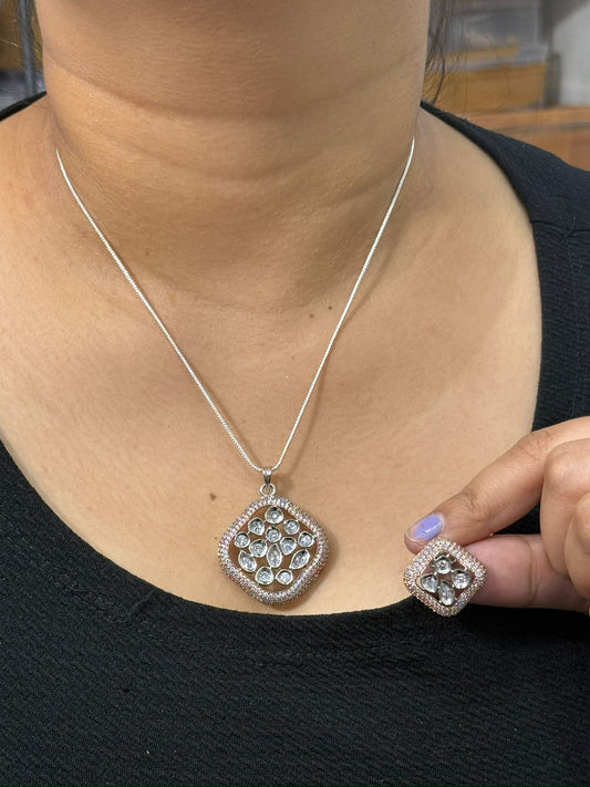 Noor Diamond Pendant Set For Women