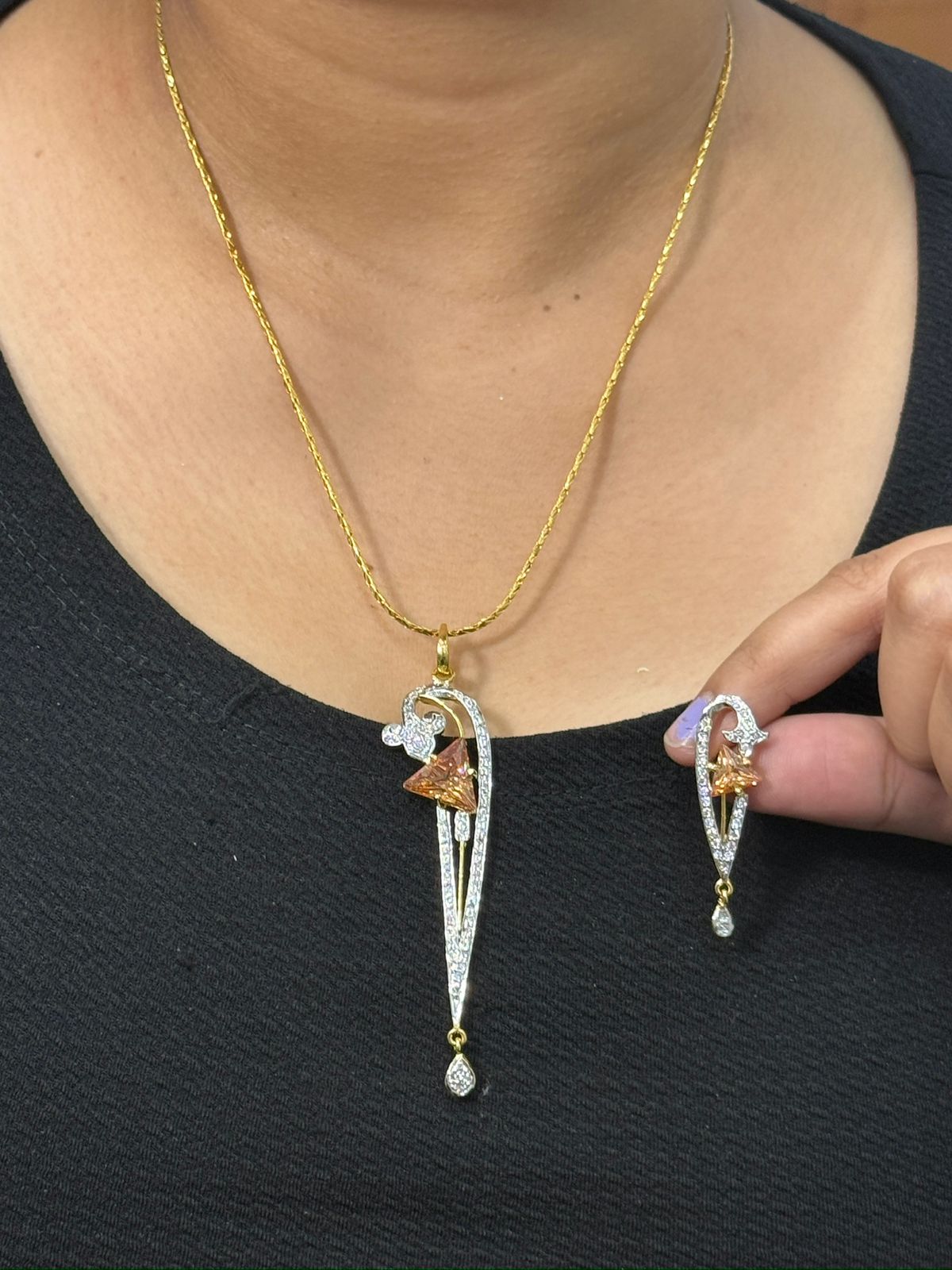 Elora gold plated Pendant Set For Women
