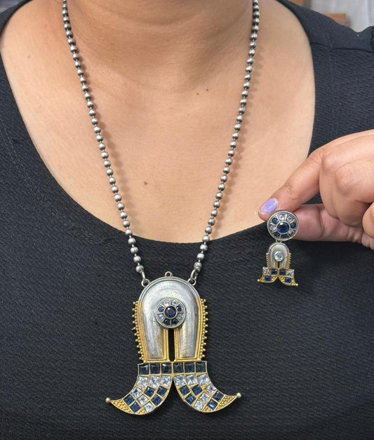 Twisha long silver look alike Necklace for women