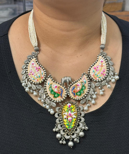 Gia handpainted necklace with elephant For Women
