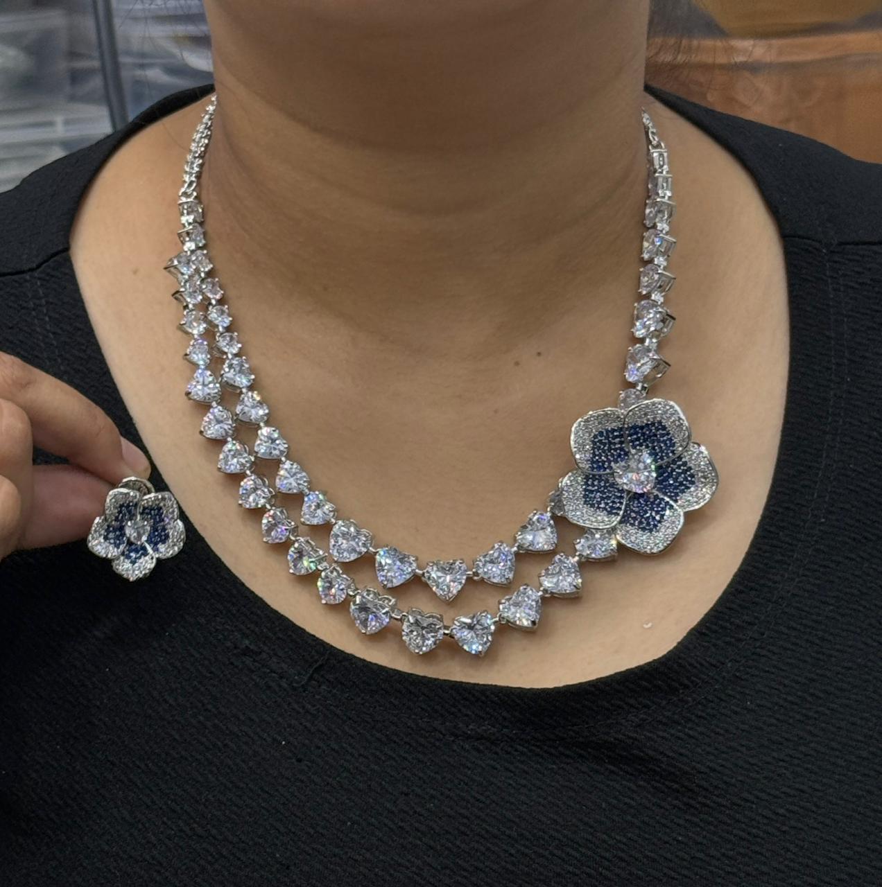 NEETA AMBANI INSPIRED BLUE CZ NECKLACE
