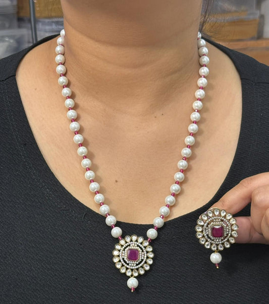 MOSANITE PENDENT SET RUBY DOUBLET