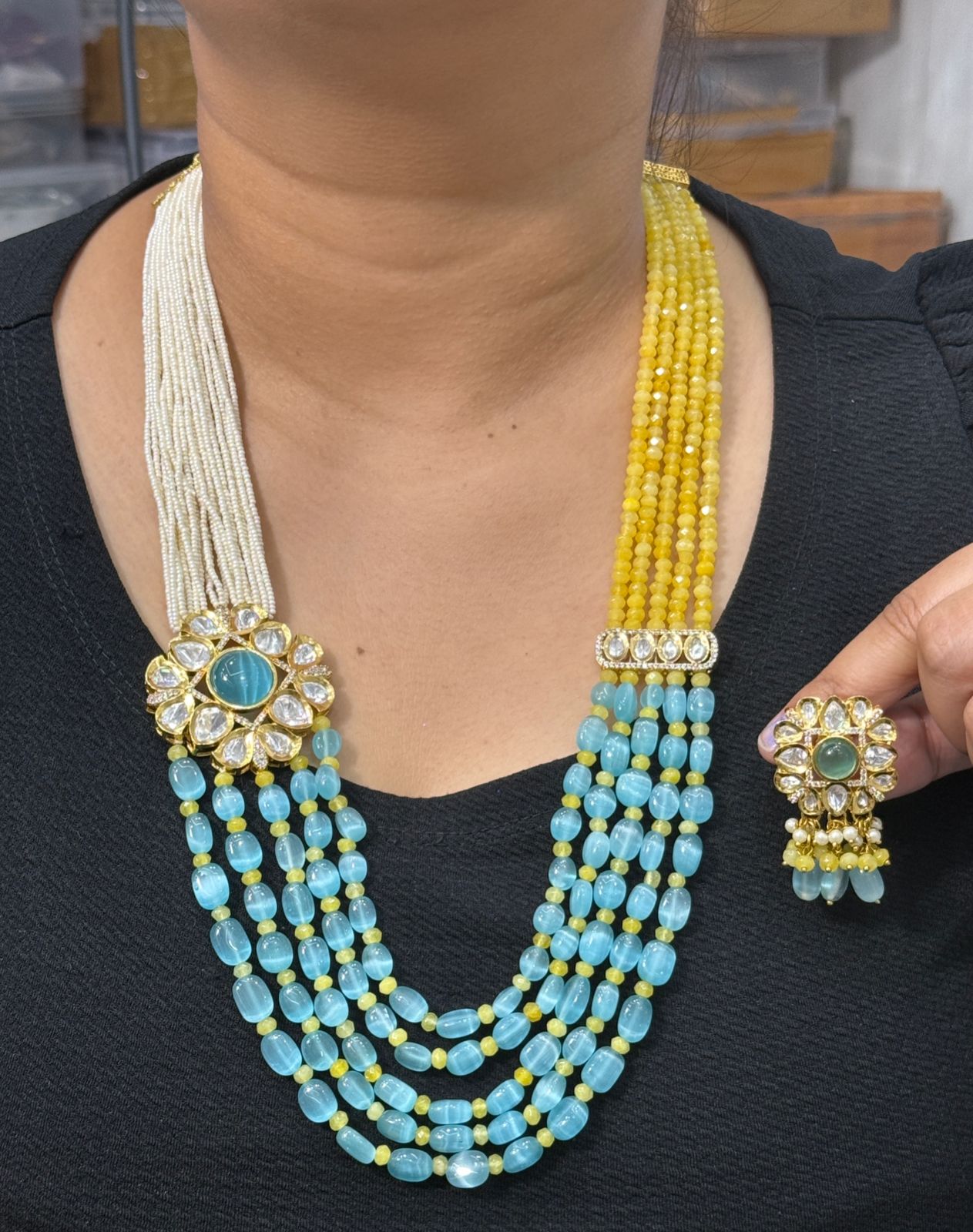 Akshara Long Necklace With Kundan Broach