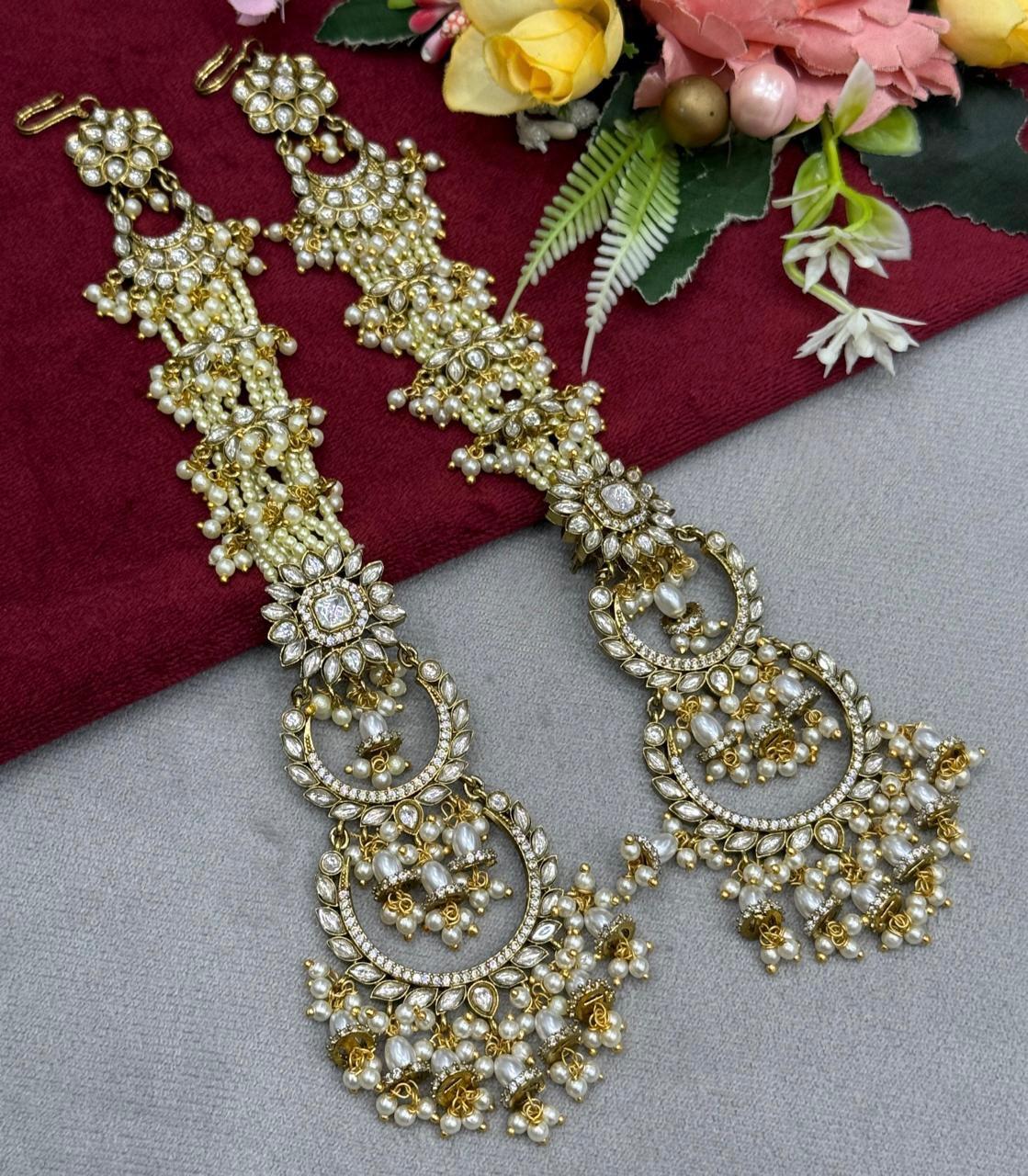 Shanaya Kapoor Inspired Kundan Mosanite Earring With Earchain