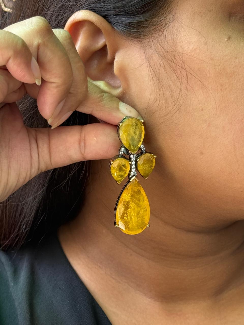 Mural Inspired Doublet Stone Yellow Earring
