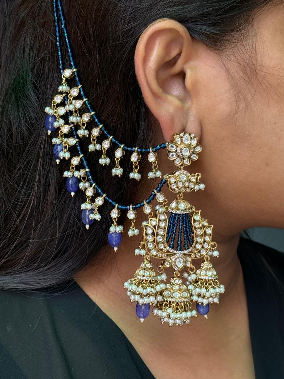 Jhanvi Inspired Beaded Kundan with Kaanchain Earring