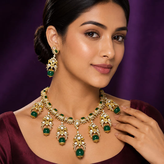 Nita Ambani Inspired Mosanite Kundan Necklace