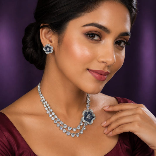 NEETA AMBANI INSPIRED BLUE CZ NECKLACE