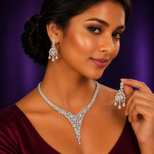 Cubic Zirconia CZ Necklace In White