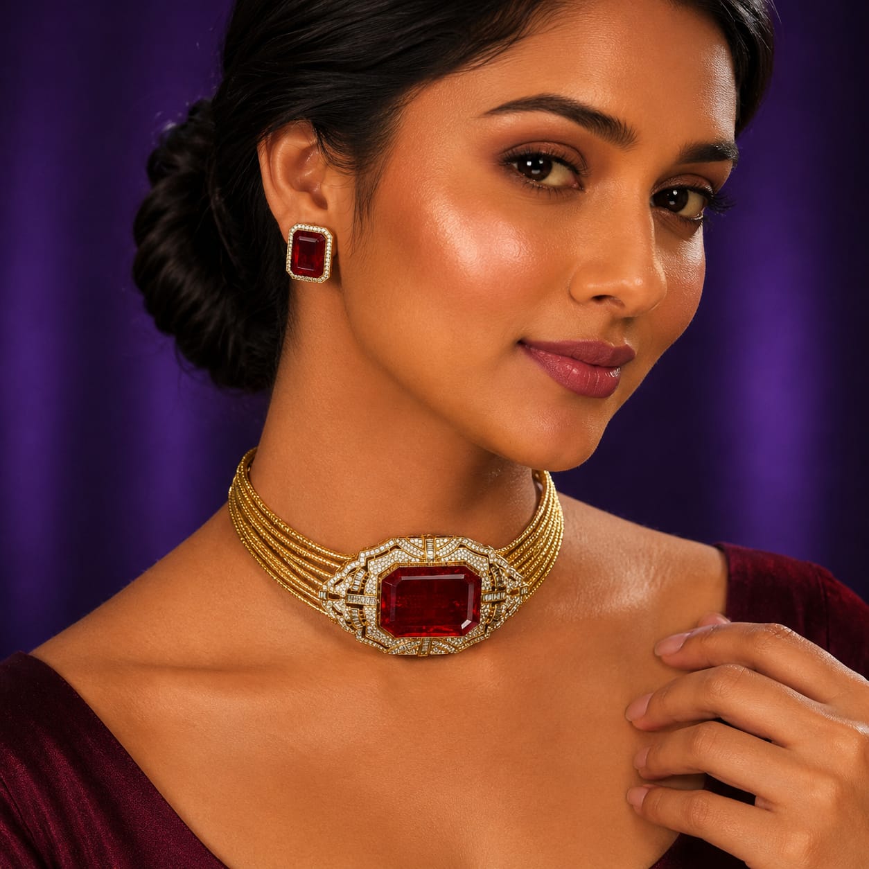 Gold Plated CZ With Doublet Stone Choker