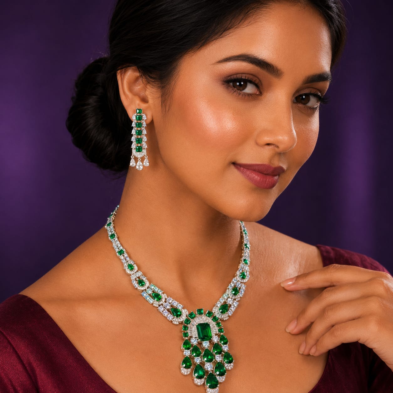 Camilla Green American Diamond Necklace