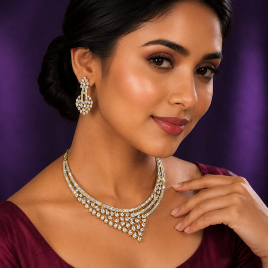 Alisha Zircon necklace in golden polish
