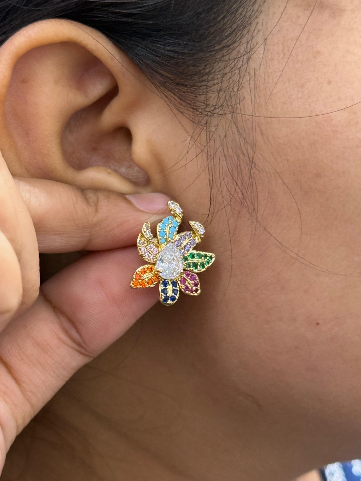 Multicolor Studs With Multi Stones Band Combo For Women And Girls