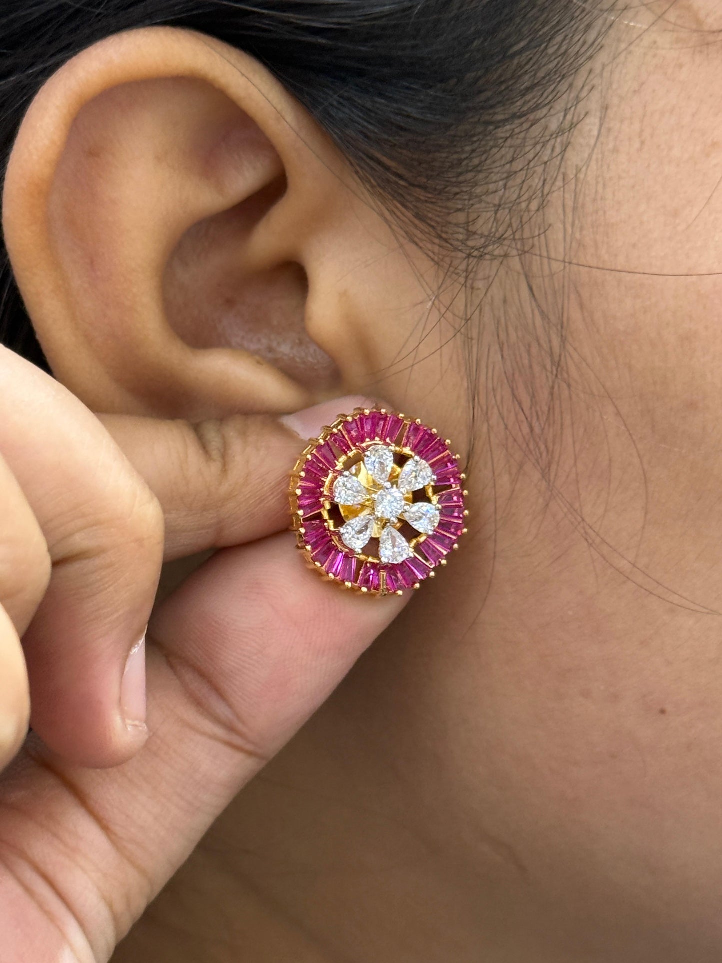 Channel Setting Studs And Ring Combo for women And Girls