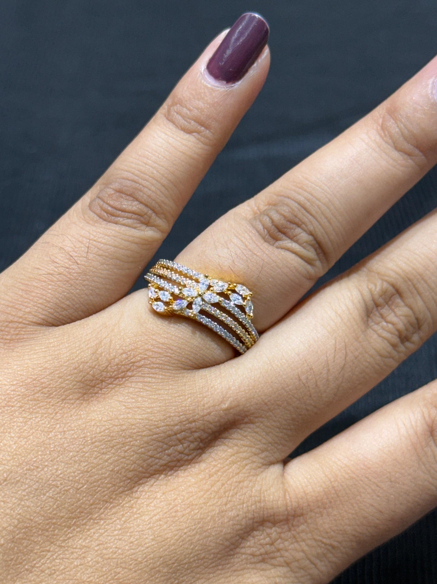 Gold Finish Floral Studs With Sleek Ring Combo For Women And Girls