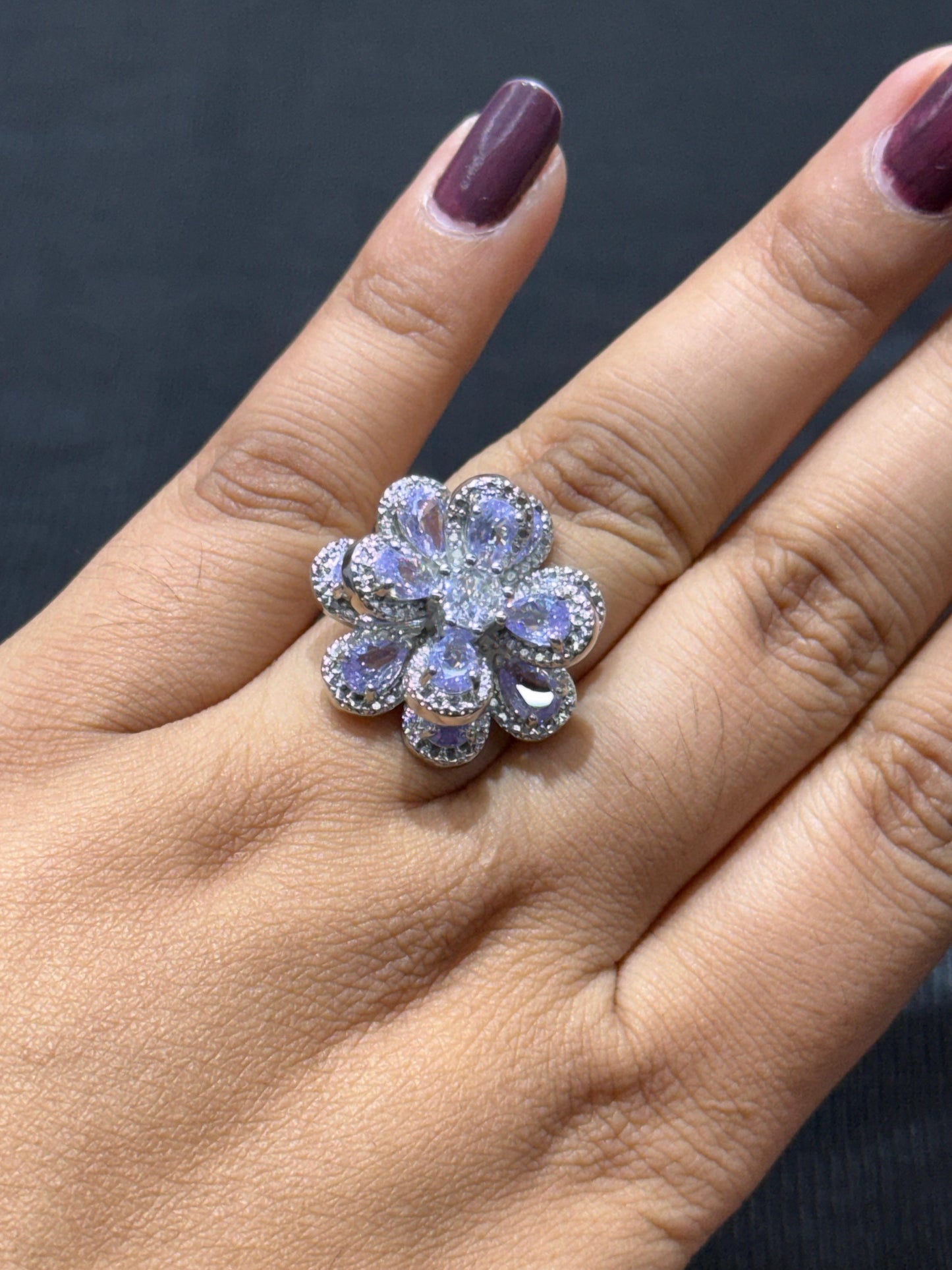 Round Studs With Ring In Lavender Combo For Women And Girls