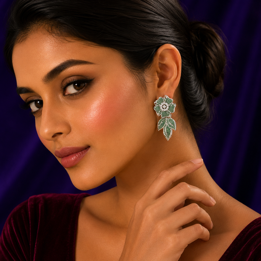 Roses With Petals Invisible Setting Earring for woman