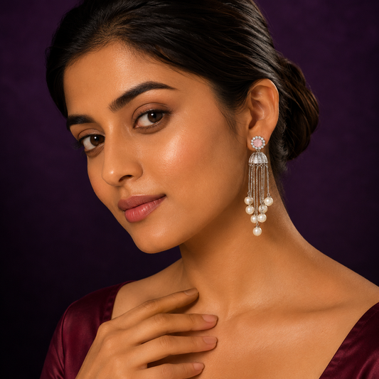 Pearl String With Jhumka In CZ  for woman
